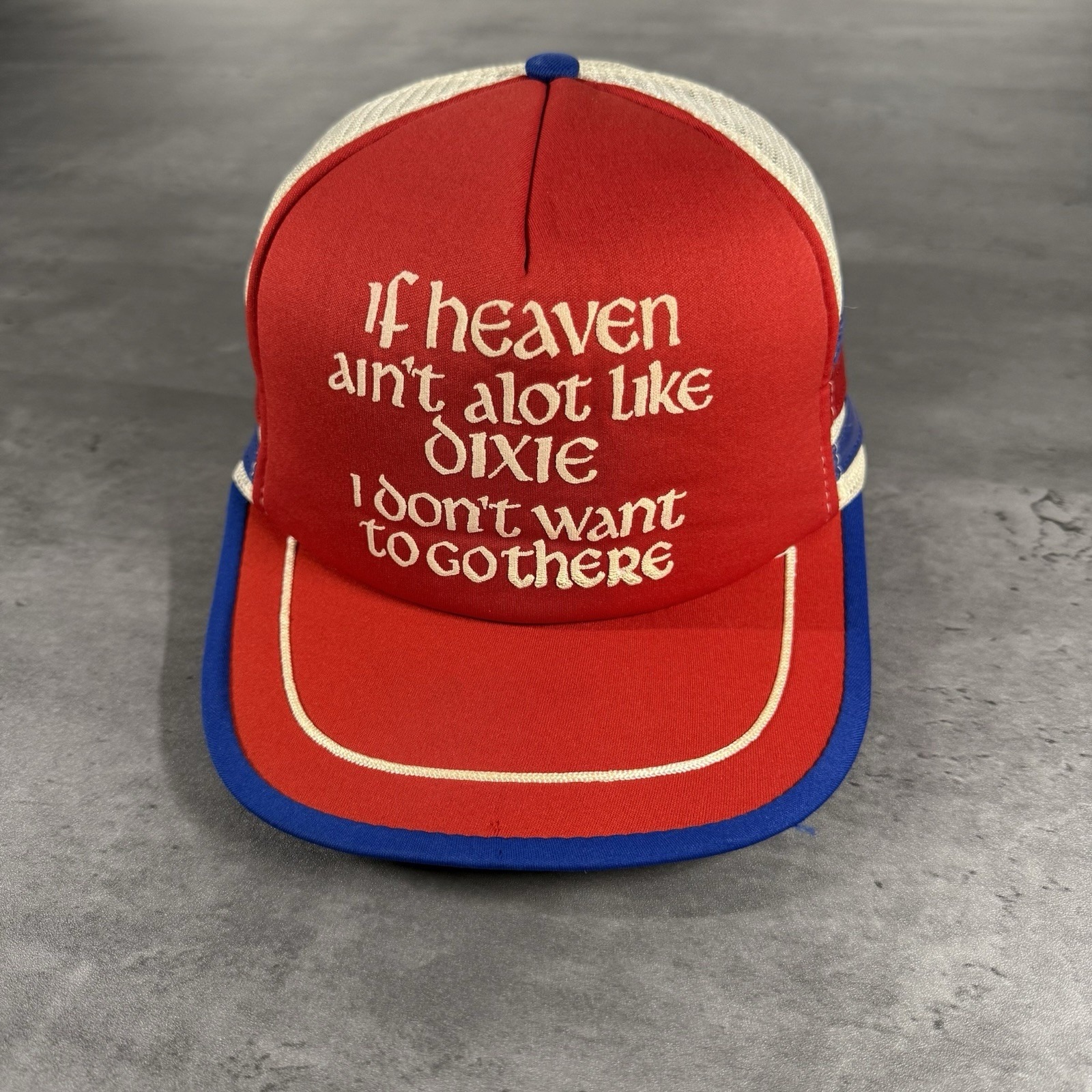 Vintage 80s Hank Williams Jr 3 Stripe Snapback Hat Red White Blue Trucker Cap